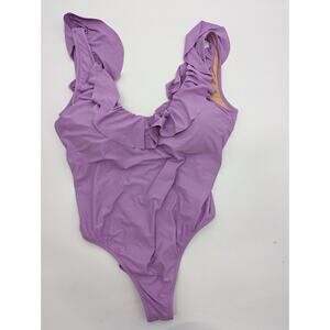 NEW J Crew women SZ 20 Lavender Purple Ruffle Scoop High French Cut Swimsuit
